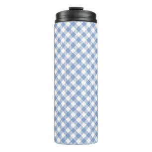 Light Blue Gingham Pattern Classic Checkered Print Thermal Tumbler