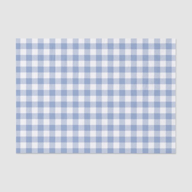 Light Blue Gingham Pattern Classic Checkered Print Tissue Paper (Front)