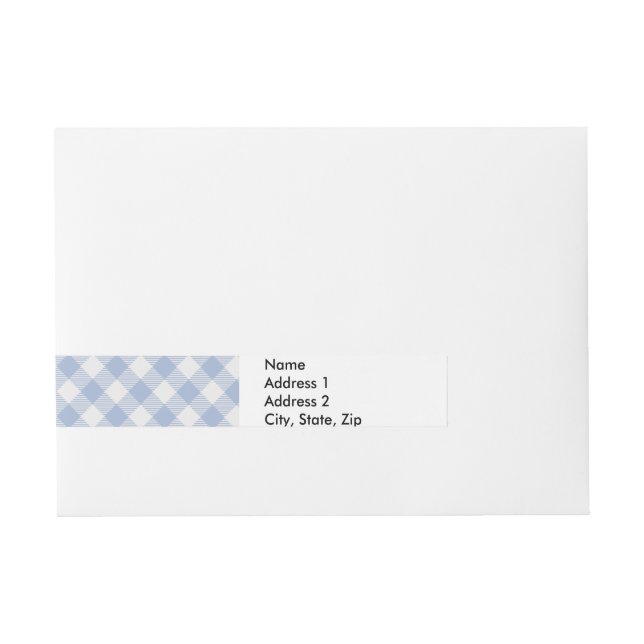 Light Blue Gingham Pattern Classic Checkered Print Wrap Around Address Label (Front)