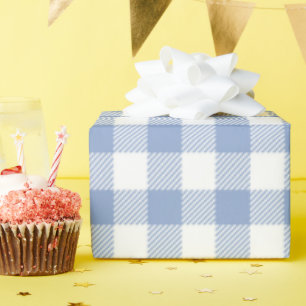 Light Blue Gingham Pattern Classic Checkered Print Wrapping Paper