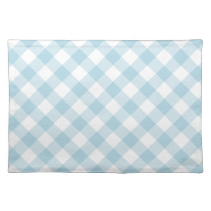 Light Blue Gingham Pattern Cloth Placemat