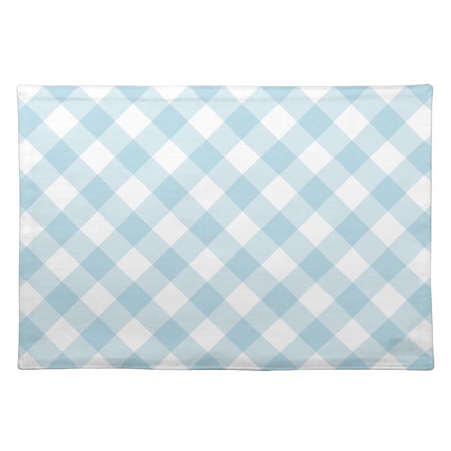 Light Blue Gingham Pattern Cloth Placemat (Front)
