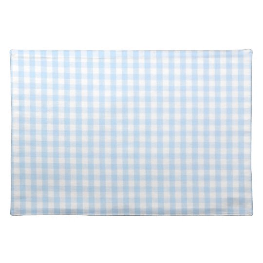 Light blue gingham pattern cloth placemat