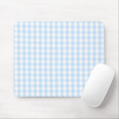 Light blue gingham pattern mouse pad (With Mouse)