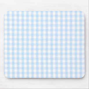 Light blue gingham pattern mouse pad