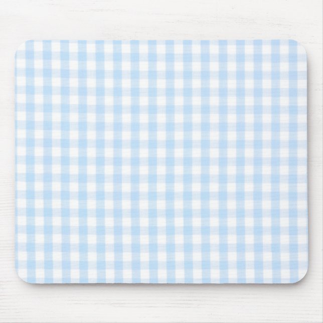 Light blue gingham pattern mouse pad (Front)