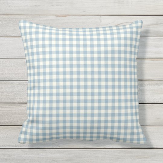 Light Blue Gingham Pattern Outdoor Pillows Zazzle Com