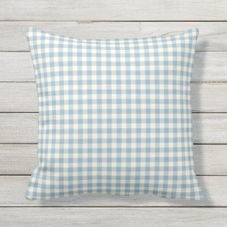 Light Blue Gingham Pattern Outdoor Pillows