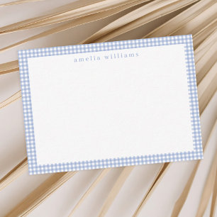 Light Blue Gingham Plaid Note Card