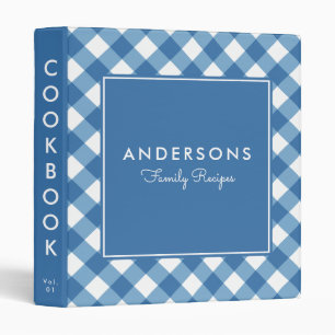 Light Blue Gingham Recipe Cookbook 3 Ring Binder