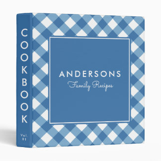 Light Blue Gingham Recipe Cookbook 3 Ring Binder
