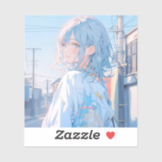 Light blue girl | 東京娘 GenerartiveAI シール Sticker