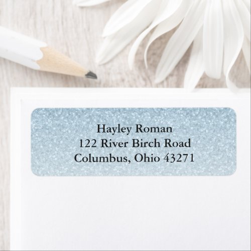 Light Blue Glam Glitter Custom Return Address Label