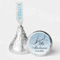 Light Blue Glam Glitter Sweet 16 Personalized