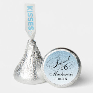 Light Blue Glam Glitter Sweet 16 Personalized Hershey®'s Kisses®