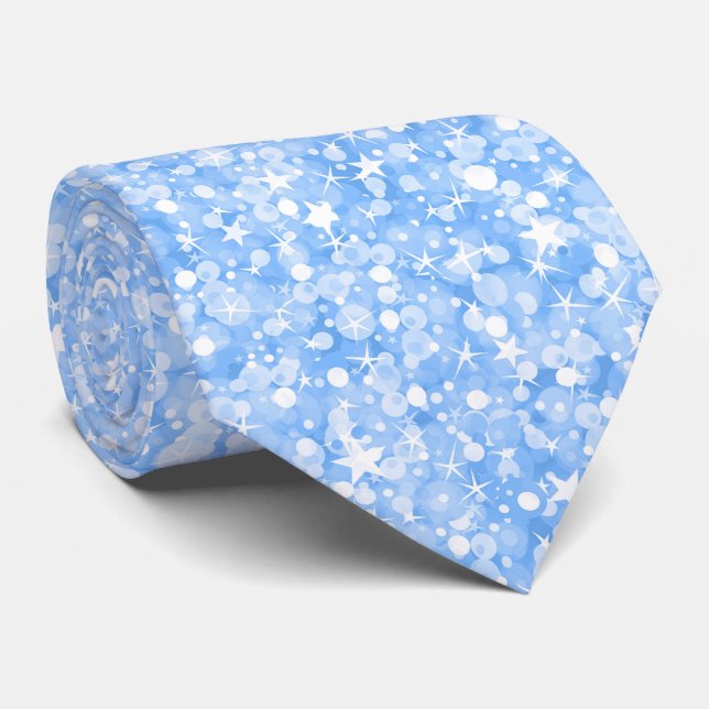 Light Blue Glitter And Sparkles Neck Tie (Rolled)