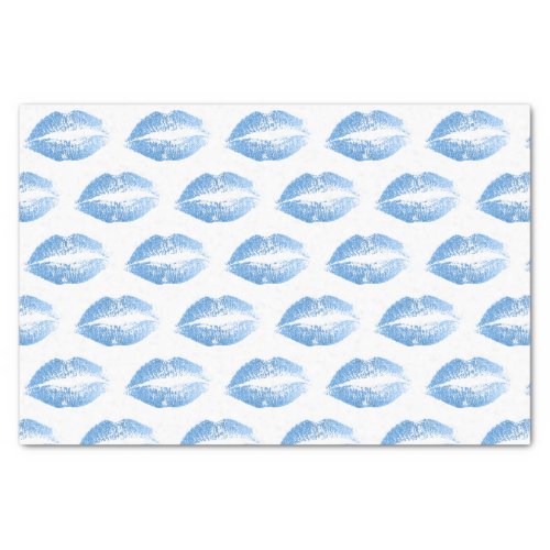 Light blue glitter kiss pattern tissue paper