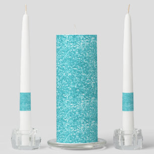 Light Blue Glitter Looking Unity Candle Set