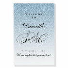 Light Blue Glitter Sweet 16 Personalized Welcome