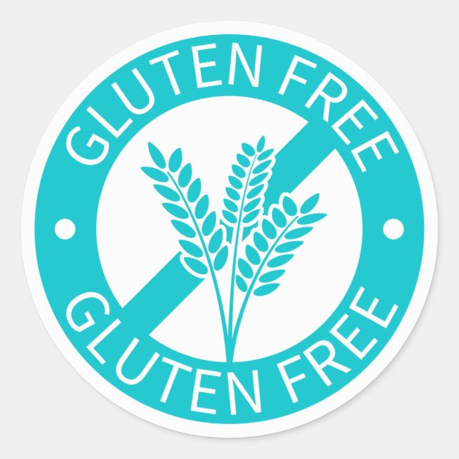 Light blue gluten free T-Shirt Classic Round Sticker (Front)