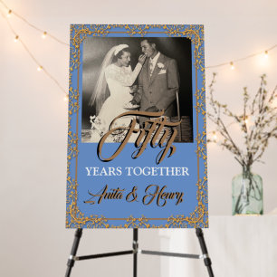 Light Blue & Gold 50th Wedding Anniversary  Foam Board