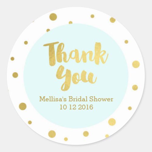 Light Blue Gold Bridal Shower Thank You Favor Tags