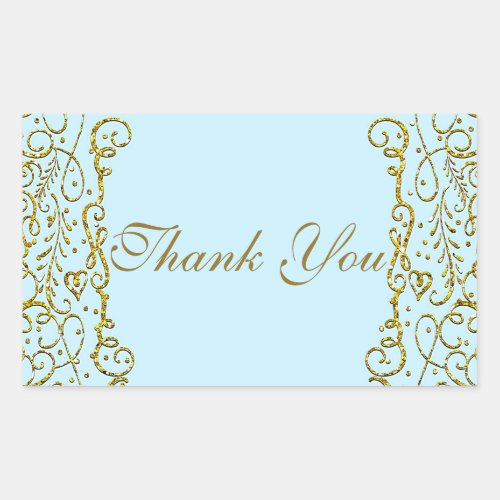 Light Blue Gold Castle PRINCESS PARTY Birthday Rectangular Sticker