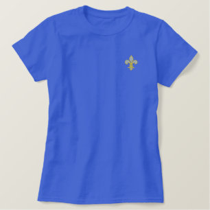 Light Blue&  Gold Fleur-de-lis Embroidered Shirt