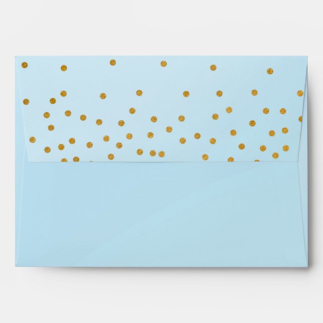 Light Blue Gold Foil Confetti Invitation Envelope (Back (Top Flap))