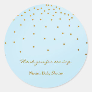 Light Blue & Gold Foil Dots Modern Favor Stickers