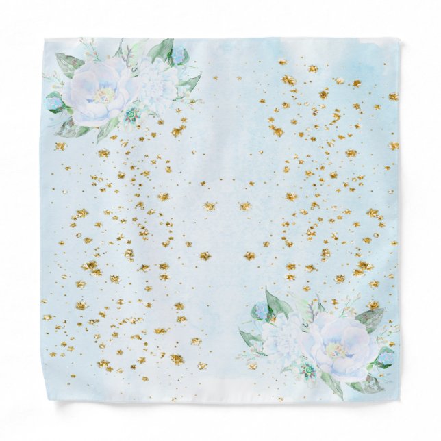 Light Blue Gold Groom wedding Handkerchiefs 18x18 Bandana (Front)
