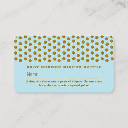 Light Blue  Gold Polka Dot  Diaper Raffle Ticket Enclosure Card