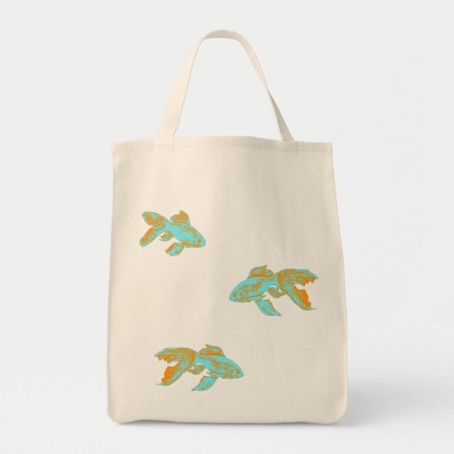 light blue goldfish tote bag (Front)
