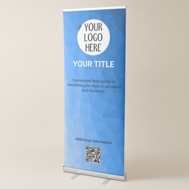 Light blue gradient geometric mesh Custom logo Retractable Banner (3/4)