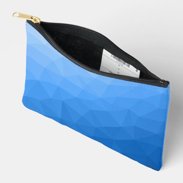 Light blue gradient geometric mesh pattern accessory pouch (Open)