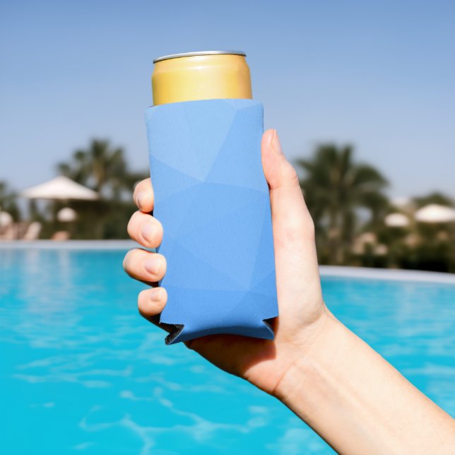 Light blue gradient geometric mesh pattern seltzer can cooler (In Situ Pool)