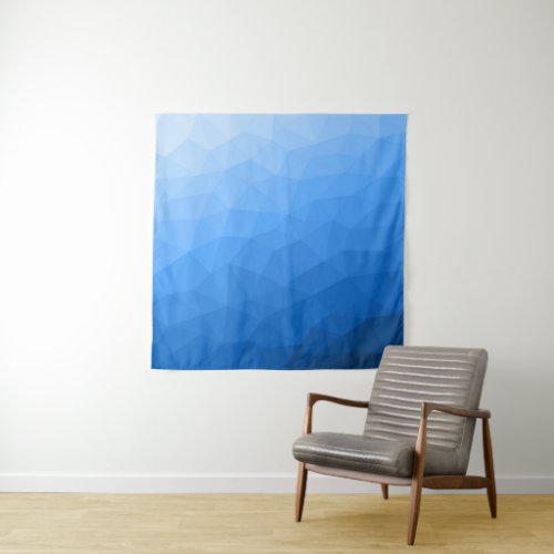 Light blue gradient geometric mesh pattern tapestry
