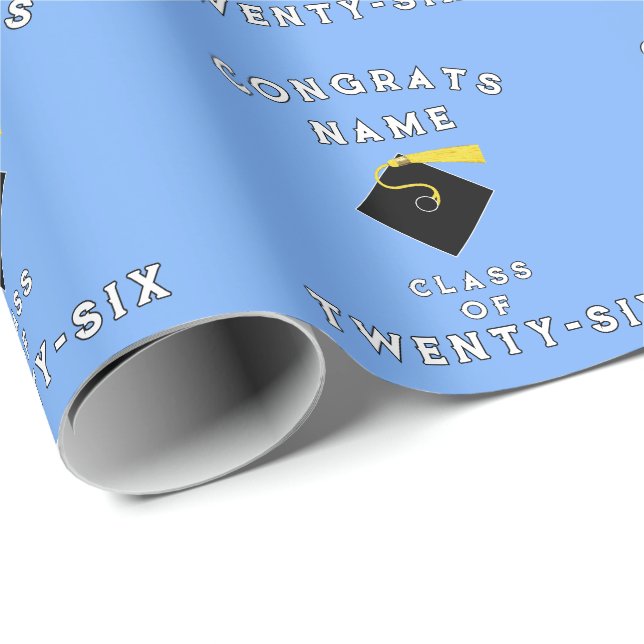 Light Blue Graduation 2026 Gift Wrapping Paper (Roll Corner)