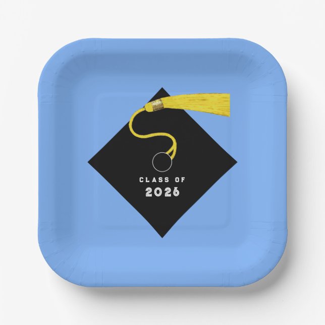 Light Blue Graduation 2026 Party Paper Plates (Front)