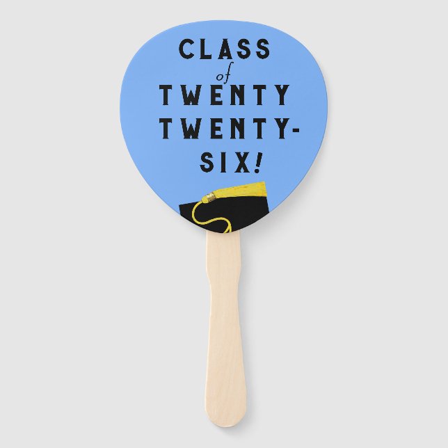 Light Blue Graduation Class of '26 Hand Fan (Front)