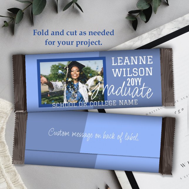 Light Blue Graduation Custom Candy Bar Wrapper (Light blue baby blue school colors graduation personalized chocolate candy bar wrapper graduate grad)