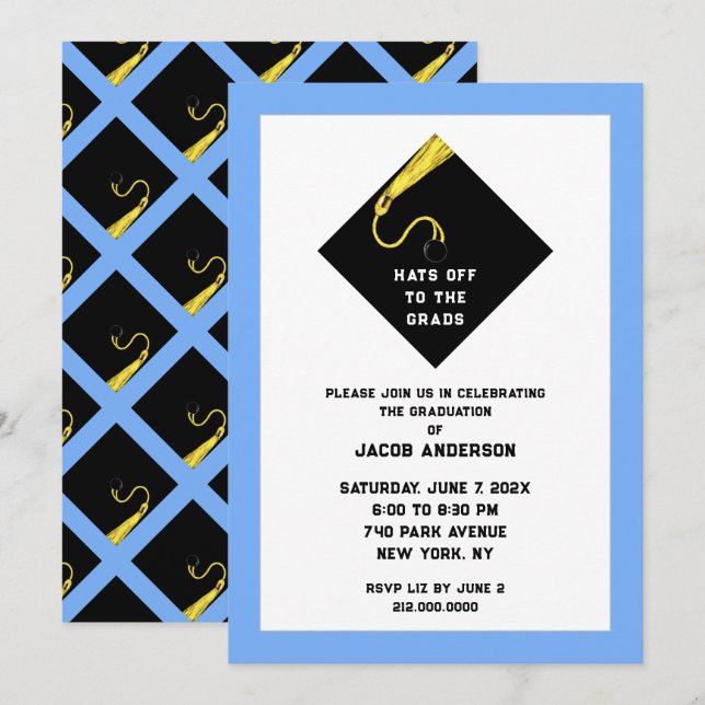 Light Blue Graduation Party Invitation (Front/Back)