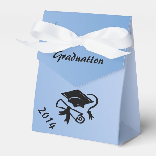 Light Blue Graduation Personalized Favor Box (Front Side)