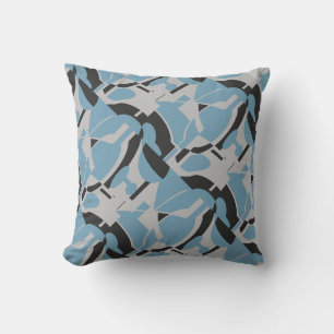 Light Blue Gray Black Diagonal MCM Look Art Print Throw Pillow