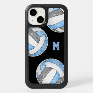 light blue gray girly volleyballs monogrammed OtterBox iPhone 14 case