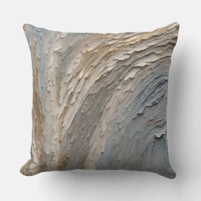 Light Blue Gray Gold Abstract Throw Pillow (Front)