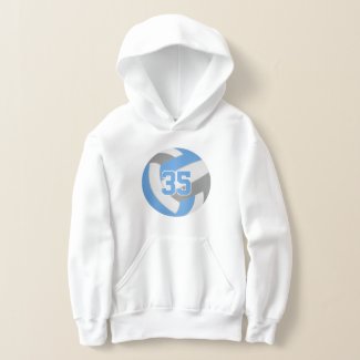 light blue gray jersey number volleyball hoodie