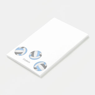light blue gray personalized volleyball post-it notes