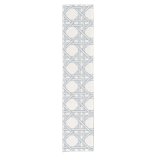 Light Blue Gray Rattan Weave, Bone Short Table Runner
