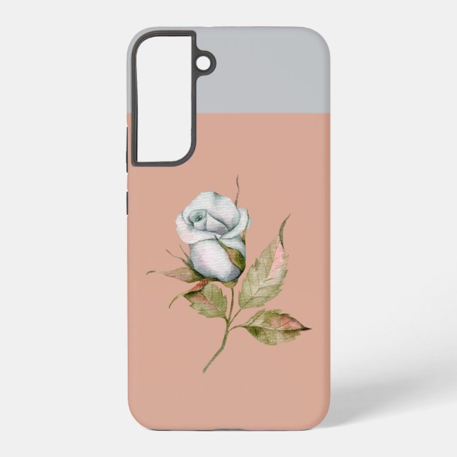 Light Blue Gray Single Rose Flower S21 Phone Case (Back)